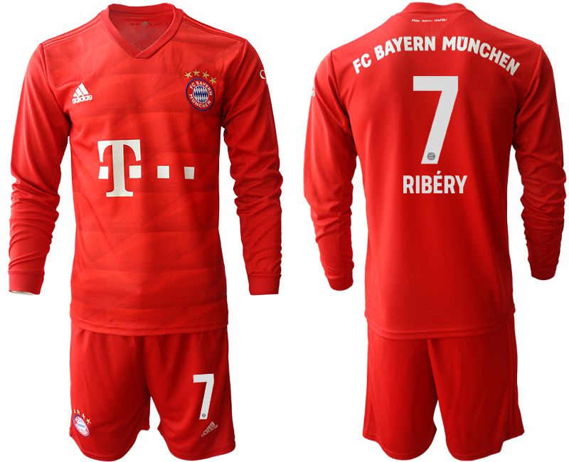 Men 2019-2020 club Bayern Munich home long sleeves #7 red Soccer Jerseys